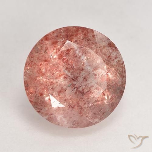Quartzo Morango vermelho indiano Natural 3.64ct, Redondo, Translúcido