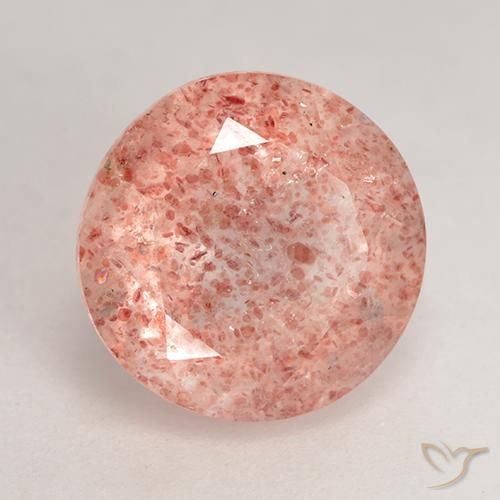 Quartzo Morango rosa médio Natural 3.77ct, Redondo, Translúcido
