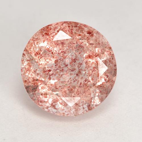 Quartzo morango rosa natural 3,29ct, corte redondo, translúcido