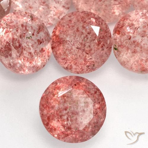 Quartzo Morango rosa médio Natural 1.11ct, Redondo, Translúcido