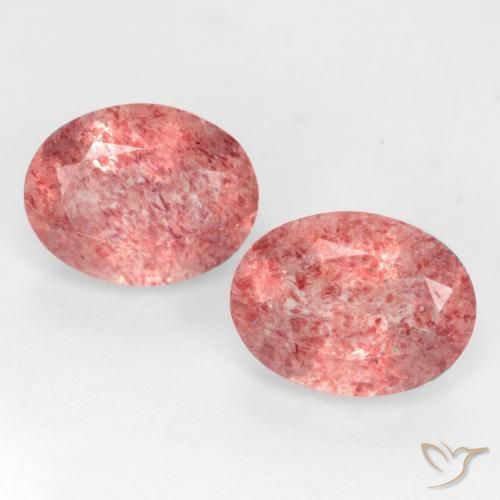 2.32ctw Natural Tom Rosa Avermelhado Quartzo Morango, oval, Translúcido