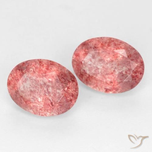 Pedras preciosas de Quartzo Morango Tom Rosa Avermelhado natural de 2.32 ct, oval, Translúcido