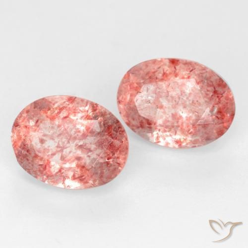 Pedras preciosas de Quartzo Morango rosa médio natural de 2.58 ct, oval, Translúcido