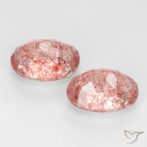 Pedras preciosas de Quartzo Morango rosa médio natural de 2.58 ct, oval, Translúcido