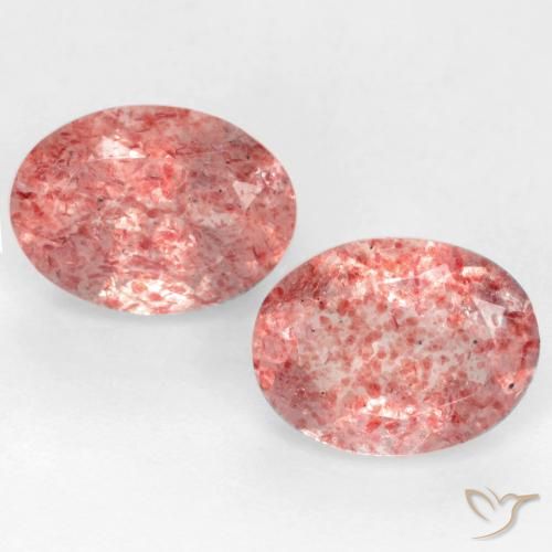 Pedras preciosas de Quartzo Morango rosa médio natural de 2.29 ct, Corte Oval, Translúcido