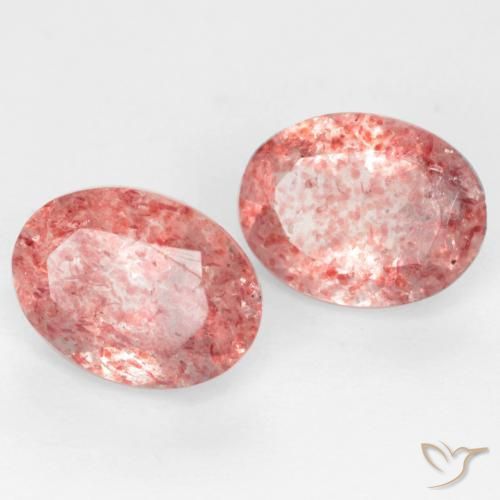 Pedras preciosas de Quartzo Morango rosa médio natural de 2.29 ct, Corte Oval, Translúcido