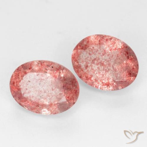 Pedras preciosas de Quartzo Morango rosa médio natural de 2.38 ct, oval, Translúcido