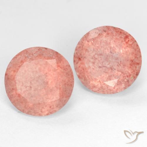 Pedras preciosas de quartzo morango rosa natural de 5,05 ct, corte redondo, translúcido