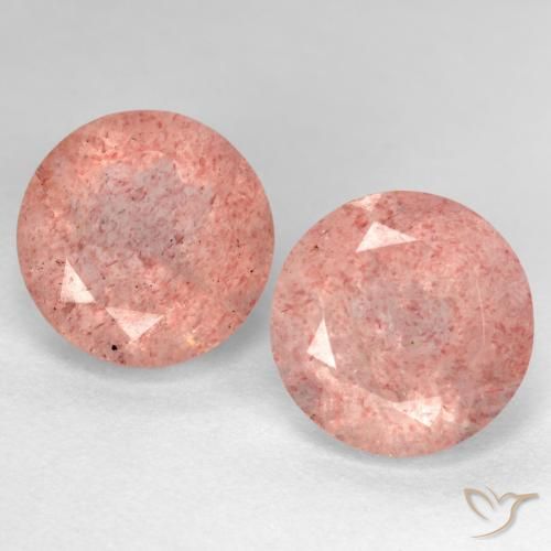 5.84ctw Natural Rosa Médio Claro Quartzo Morango, Redondo, Translúcido