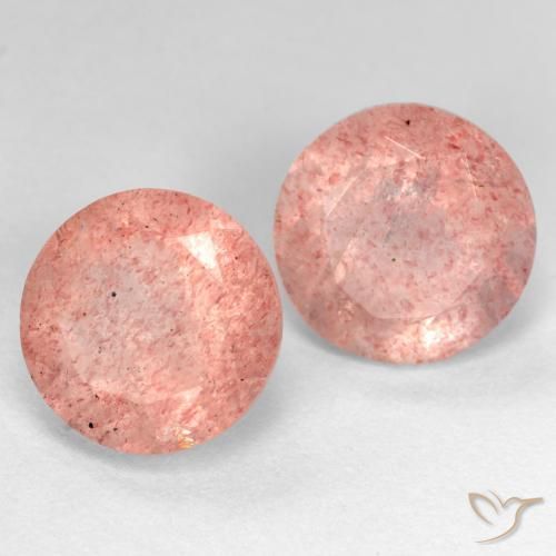 Pedras preciosas de Quartzo Morango Rosa Médio Claro natural de 5.84 ct, Redondo, Translúcido