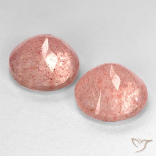 Pedras preciosas de Quartzo Morango Rosa Médio Claro natural de 5.84 ct, Redondo, Translúcido
