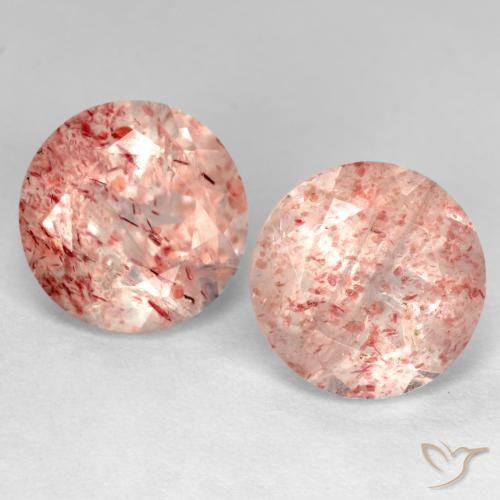 5.33ctw Natural Luz rosa Quartzo Morango, Redondo, Transparente