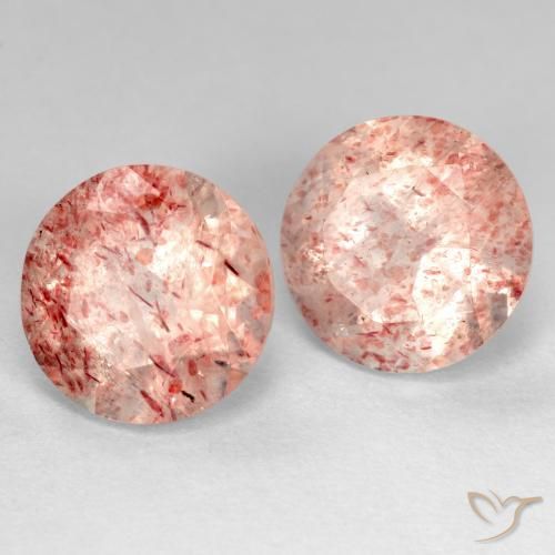 Pedras preciosas de Quartzo Morango Luz rosa natural de 5.33 ct, Redondo, Transparente
