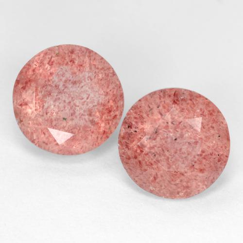 Pedras preciosas de quartzo morango rosa natural de 5,08 ct, corte redondo, translúcido