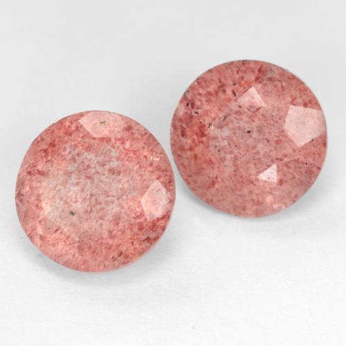 Pedras preciosas de quartzo morango rosa natural de 5,08 ct, corte redondo, translúcido