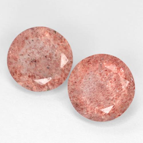 Pedras preciosas de Quartzo Morango rosa médio natural de 4.84 ct, Corte Redondo, Translúcido