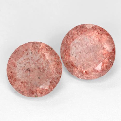 Pedras preciosas de Quartzo Morango rosa médio natural de 4.84 ct, Corte Redondo, Translúcido