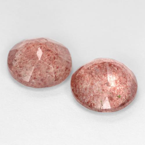 Pedras preciosas de Quartzo Morango rosa médio natural de 4.84 ct, Corte Redondo, Translúcido