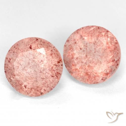 Pedras preciosas de Quartzo Morango Rosa Claro Rosa natural de 5.52 ct, Redondo, Translúcido