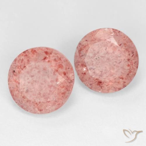 Pedras preciosas de Quartzo Morango Rosa Médio Claro natural de 4.89 ct, Redondo, Translúcido