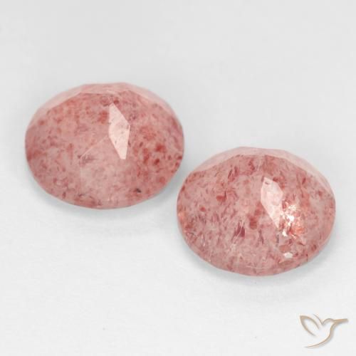 Pedras preciosas de Quartzo Morango Rosa Médio Claro natural de 4.89 ct, Redondo, Translúcido