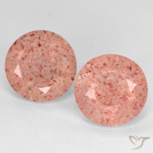5.63ctw Natural Pêssego Rosa Rosa Quartzo Morango, Redondo, Translúcido