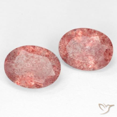 Pedras preciosas de Quartzo Morango rosa rosa natural de 2.36 ct, oval, Translúcido