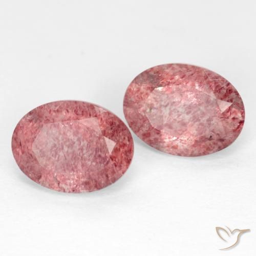 Pedras preciosas de Quartzo Morango Rosa escuro natural de 2.37 ct, oval, Translúcido
