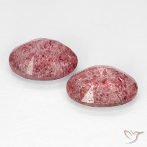 Pedras preciosas de Quartzo Morango Rosa escuro natural de 2.37 ct, oval, Translúcido