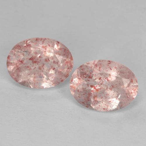 Pedras preciosas de quartzo morango rosa natural de 2,47 ct, corte oval, transparente