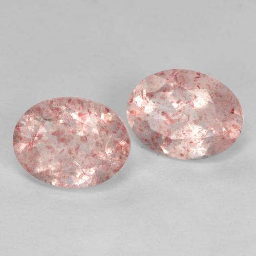 Pedras preciosas de quartzo morango rosa natural de 2,47 ct, corte oval, transparente