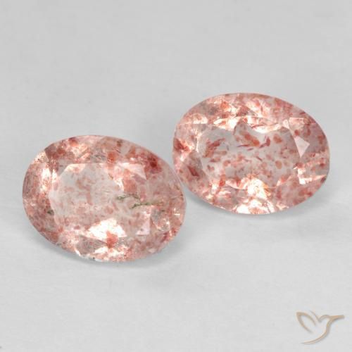 Pedras preciosas de Quartzo Morango Rosa Terroso natural de 2.34 ct, oval, Translúcido