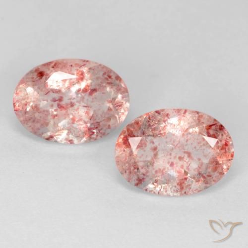 2.47ctw Natural Rosa choque claro Quartzo Morango, oval, Transparente