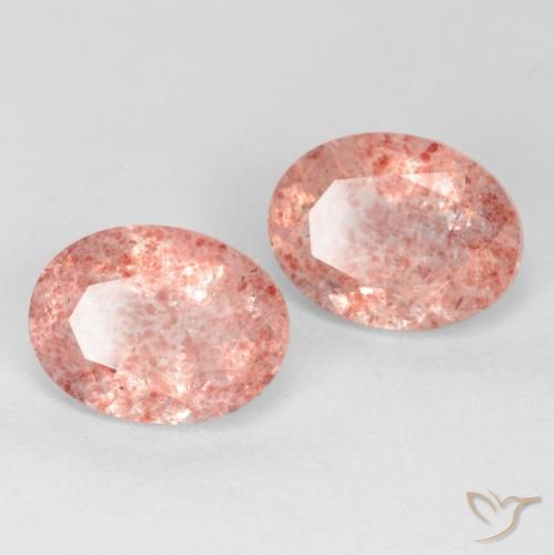 Pedras preciosas de Quartzo Morango Rosa Médio Claro natural de 2.49 ct, oval, Translúcido