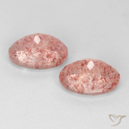 Pedras preciosas de Quartzo Morango Rosa Médio Claro natural de 2.49 ct, oval, Translúcido