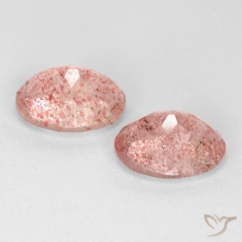 Pedras preciosas de Quartzo Morango Rosa Terroso natural de 2.34 ct, oval, Translúcido