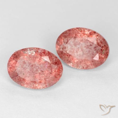 Pedras preciosas de Quartzo Morango Rosa escuro natural de 2.39 ct, oval, Translúcido