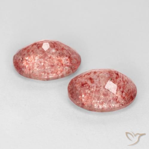 Pedras preciosas de Quartzo Morango Rosa escuro natural de 2.39 ct, oval, Translúcido