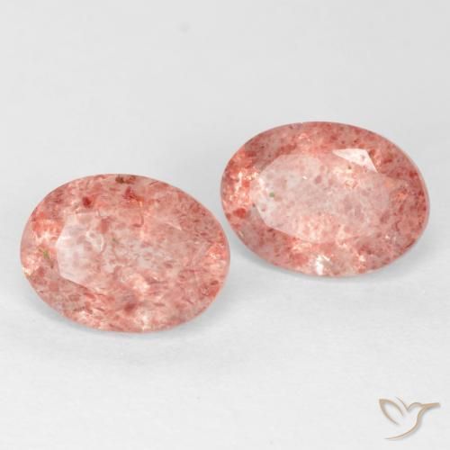 Pedras preciosas de Quartzo Morango Rosa Claro Rosa natural de 2.49 ct, oval, Translúcido