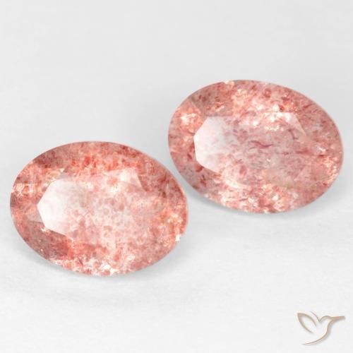 Pedras preciosas de Quartzo Morango rosa médio natural de 2.39 ct, oval, Translúcido