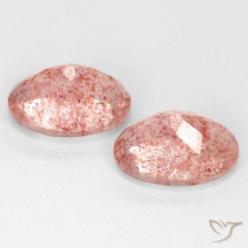 Pedras preciosas de Quartzo Morango rosa médio natural de 2.39 ct, oval, Translúcido
