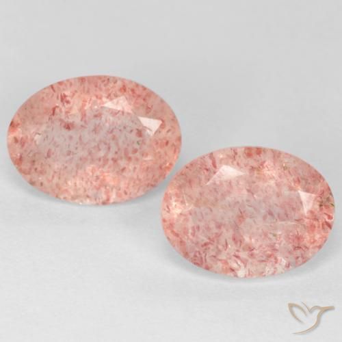 2.32ctw Natural Rosa Médio Claro Quartzo Morango, oval, Translúcido