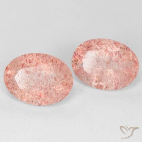 Pedras preciosas de Quartzo Morango Rosa Médio Claro natural de 2.32 ct, oval, Translúcido