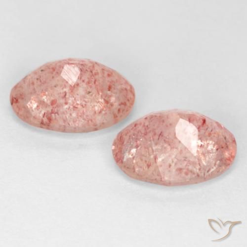 Pedras preciosas de Quartzo Morango Rosa Médio Claro natural de 2.32 ct, oval, Translúcido