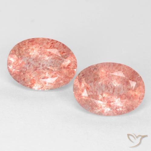 2.43ctw Natural Rosa Médio Claro Quartzo Morango, oval, Translúcido