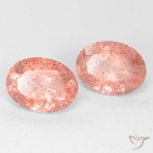 Pedras preciosas de Quartzo Morango Rosa Médio Claro natural de 2.43 ct, oval, Translúcido