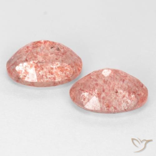 Pedras preciosas de Quartzo Morango Rosa Médio Claro natural de 2.43 ct, oval, Translúcido
