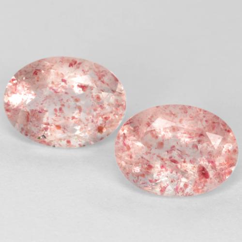 Pedras preciosas de quartzo morango rosa natural de 2,41 ct, corte oval, transparente