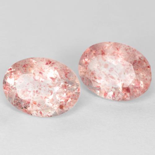 Pedras preciosas de quartzo morango rosa natural de 2,41 ct, corte oval, transparente