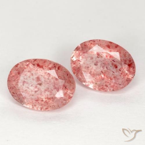 Pedras preciosas de quartzo morango rosa natural de 2,24 ct, corte oval, translúcido